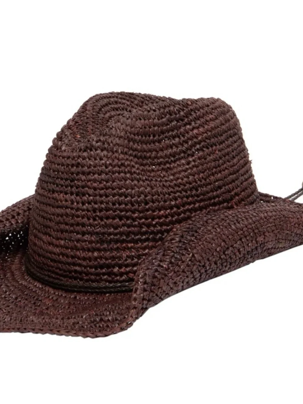 Free People Woven Raffia Straw Cowboy Hat in Dark Brown